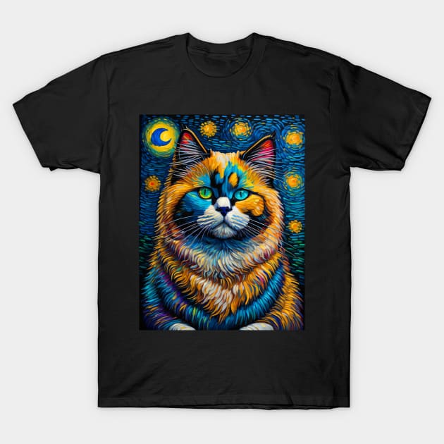 The Ragdoll Cat in starry night T-Shirt by FUN GOGH